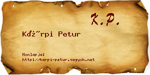 Kárpi Petur névjegykártya